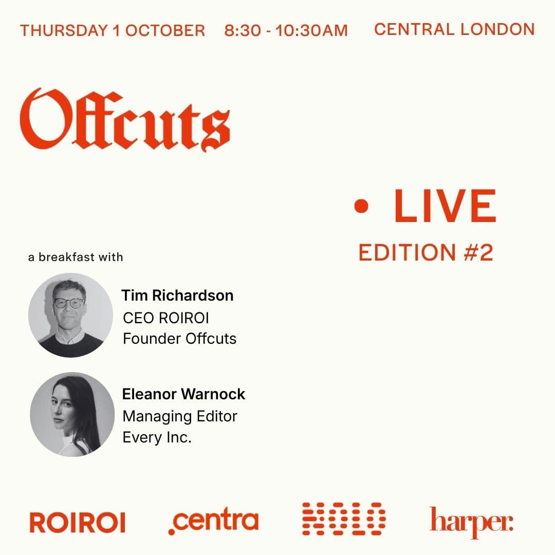 Offcuts Live - a breakfast with Tim Richardson, Eleanor Warnock & Second Guest Speaker